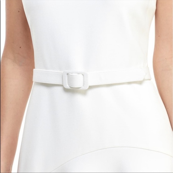 Gal Meets Glam Cecilia Off-White Crepe Belted Midi Dress - Picture 3 of 16
